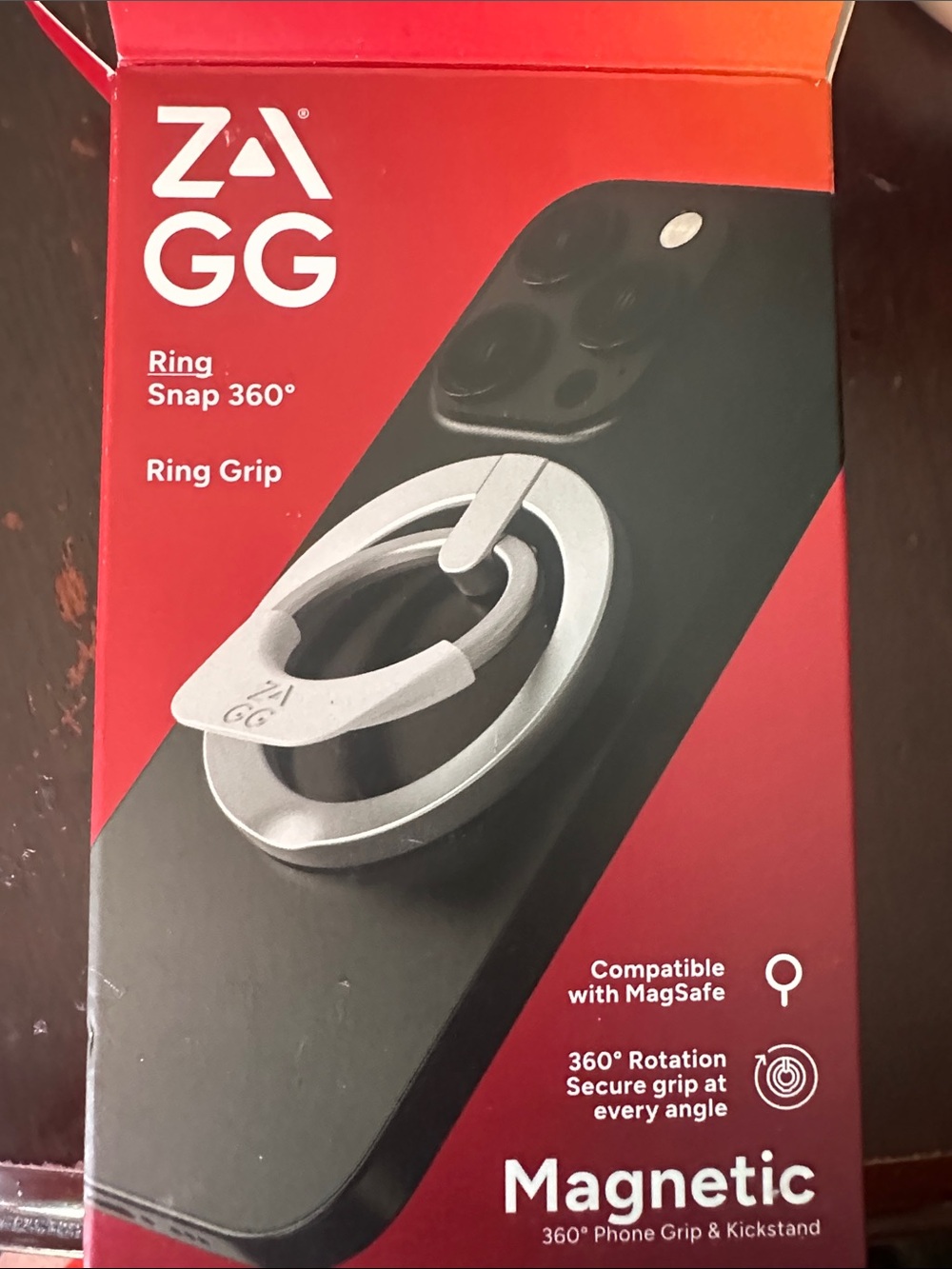 ZAGG Silver Magnetic Ring Grip Phone Holder